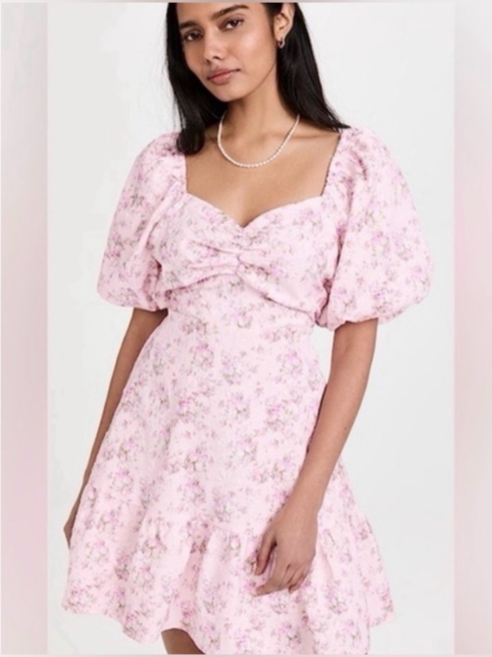 English Factory Alessandra Floral Mini Dress NWT Cottagecore Pink Puff Sleeve M